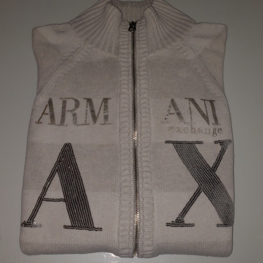 Armani exchange gray/white sweater size m